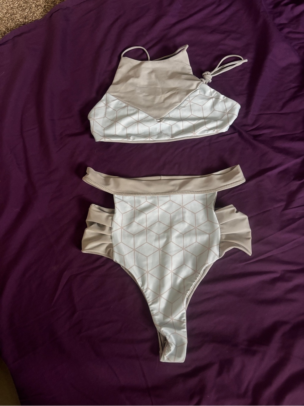 High-Waist Geometric Bikini Set